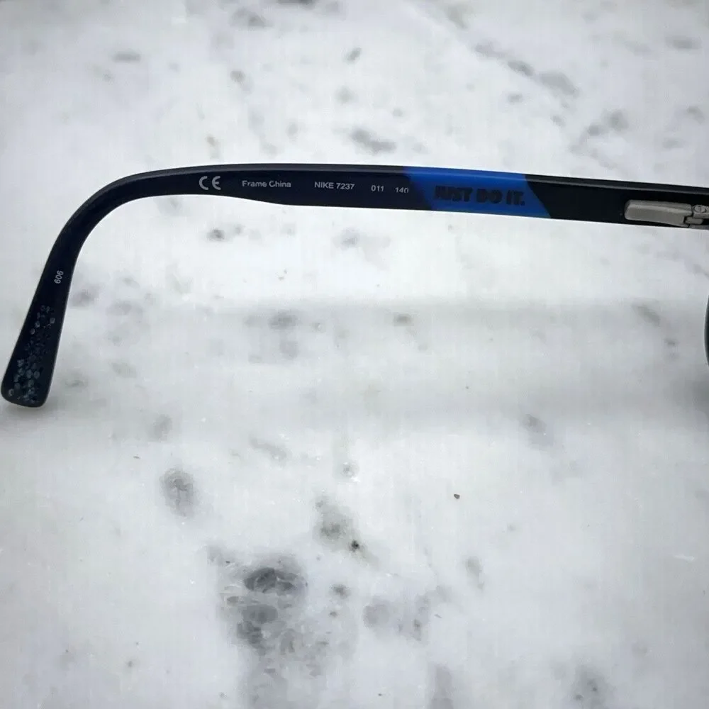Nike 7237 011 Black Blue Full Rim Rectangle Eyeglasses Frames Only 52-17-140